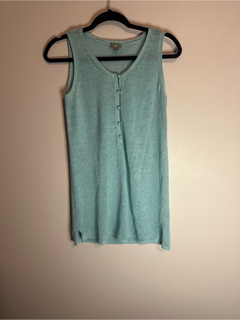 J. Jill Light Aqua Knit Button-Front Tank